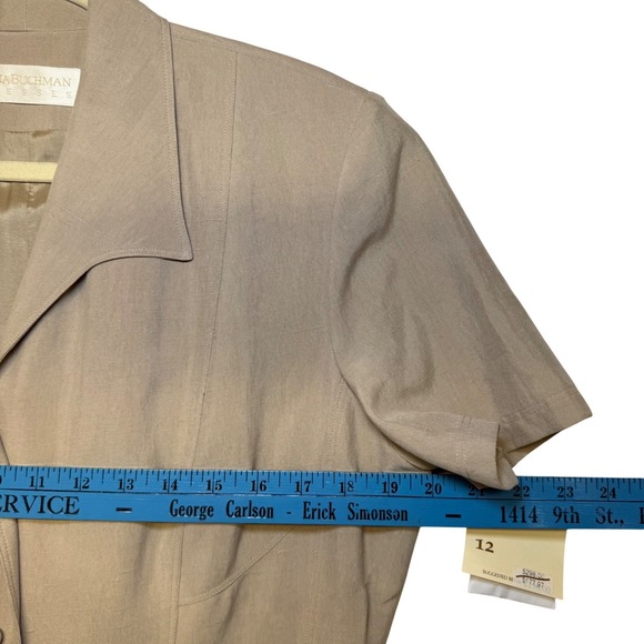 Vintage Dana Buchman 100% Silk Shantung Maxi Dress Beige Origami Size 12 NWT - Picture 5 of 13